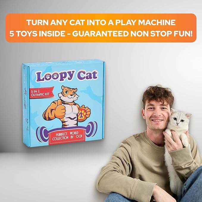 Spiral Cat Toy Set – 5-in-1 Interactive Indoor Cat Toys with 3-Way Tunnel, Feather Wand, Ribbon Teaser & Suction Cup for Active Cats