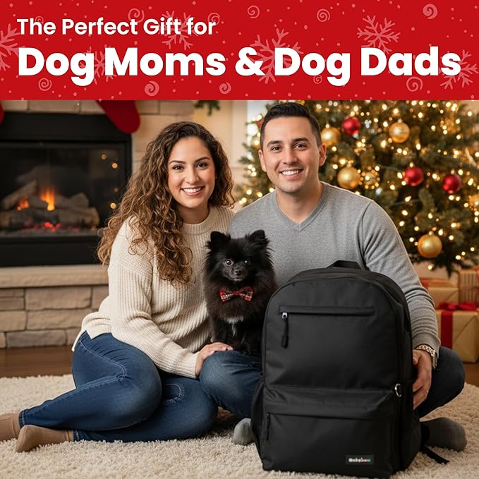 Dog Travel Bag for Supplies - Complete Doggy Diaper Bag Backpack - Ideal Gift for Dog Lovers, Doggy Moms & Dads for Christmas - Laptop Sleeve, 2 BPA-Free Bowls, Food Container, Treat Pouch: Black