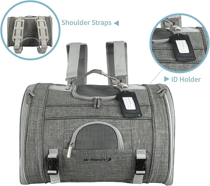 Mr. Peanut's Monterey Series Airline Compliant Horizontal Backpack Pet Carrier (Blue)
