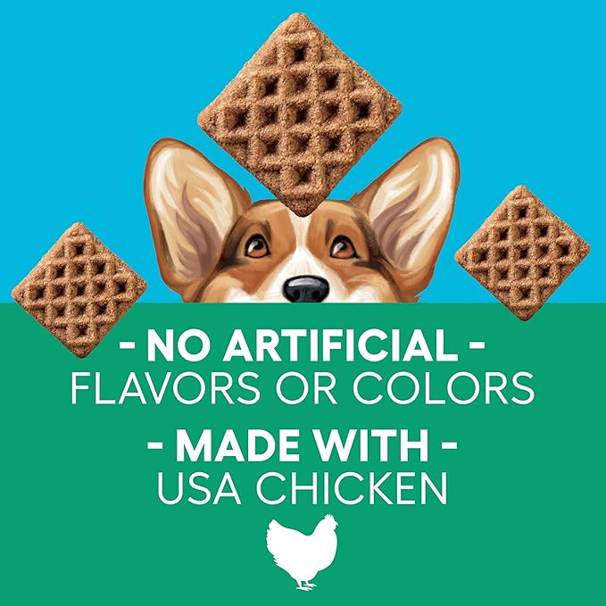 Newman's Own Chicken Recipe Woofles Waffle Dog Treats, 10 oz Bag — Limited Ingredients, Made with U.S. Farm Raised Chicken, No Artificial Flavors or Colors, Training Rewards, Made in USA