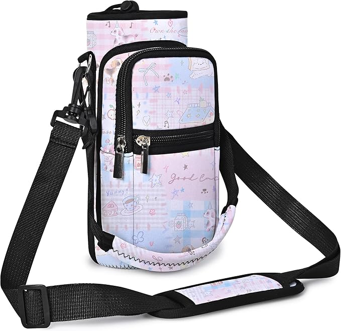AUPET Water Bottle Sling Bag Sleeve Holder Carrier 25/32/40/64 oz,Insulated Crossbody Water Bottle Case Cover with Strap and Pockets for Men/Women Walking Hiking