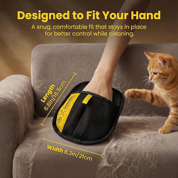 Pet Hair Removal Glove for Cats & Dogs, Upgraded Electrostatic Reusable Pet Hair Remover Gloves, Washable Magic Brush Tool for Couch, Bed, Carpet, Car Seat & Clothing, 3-Pack