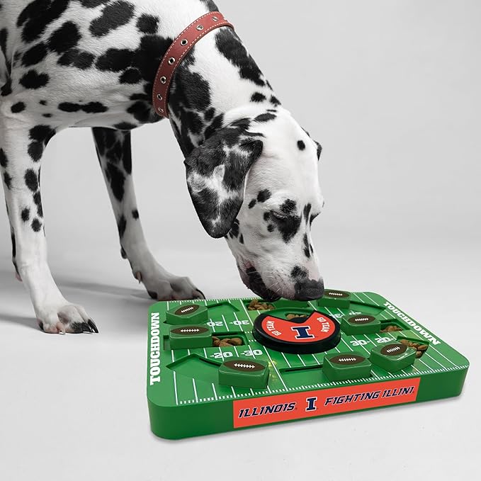 Pets First NCAA Illinois Large Puzzle Toy, Interactive Treat Dispenser, Slow Feeding Toy for Dogs, New Large Size