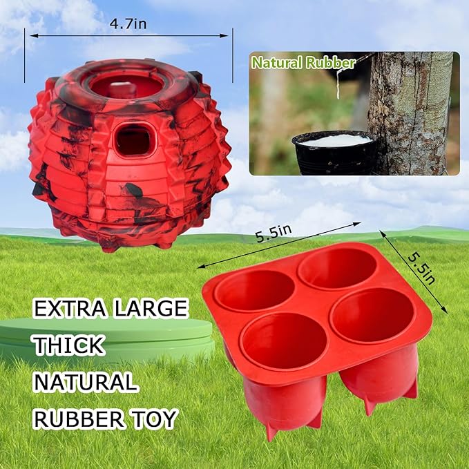 XHX Long-Lasting Interactive Dog Toy to Keep Your Pup Distracted - Safe for Dogs - Low-Mess Design - Dog Toys for XL Dogs 75 lbs and Up(Large, Red and Black)