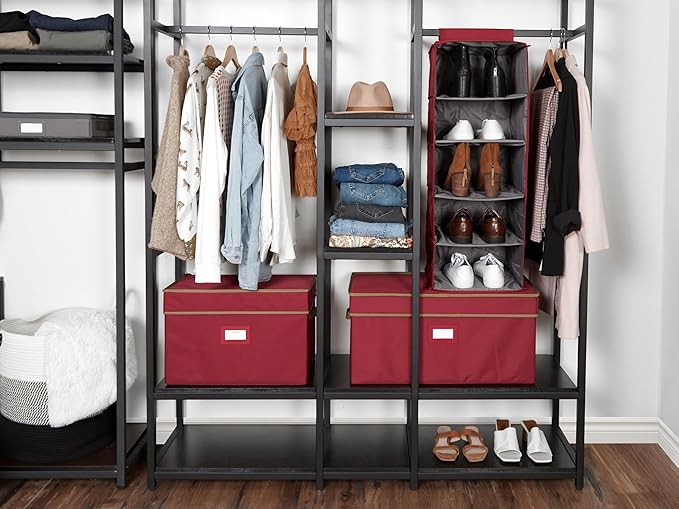 Covermates Keepsakes Hanging Closet Organizer - Heavy Duty Material, Sturdy Interior Shelves - Closet Storage, Scarlett Red