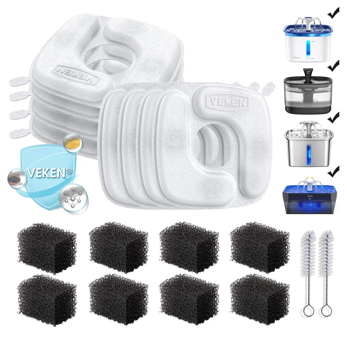 Veken Cat Water Fountain Filters, F1 Series - Image 1
