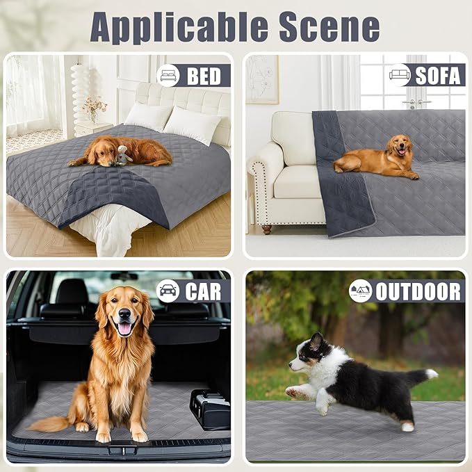 Smiry Waterproof Dog Bed Cover Blanket 40x70, Soft Reversible Pet Blanket, Washable Leakproof Cats Dogs Couch Cover for Sofa, Couch, Furniture, Lattice, Grey/Dark Grey