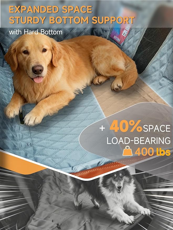 Dog Covers for Cars Back Seat, Back Seat Extender for Dogs with Hard-Bottom, 2025 Upgraded 1680D Material, Anti-Scratch & Anti-Slip, Holds 400 lbs, Universal Fit for Car, SUV, Truck
