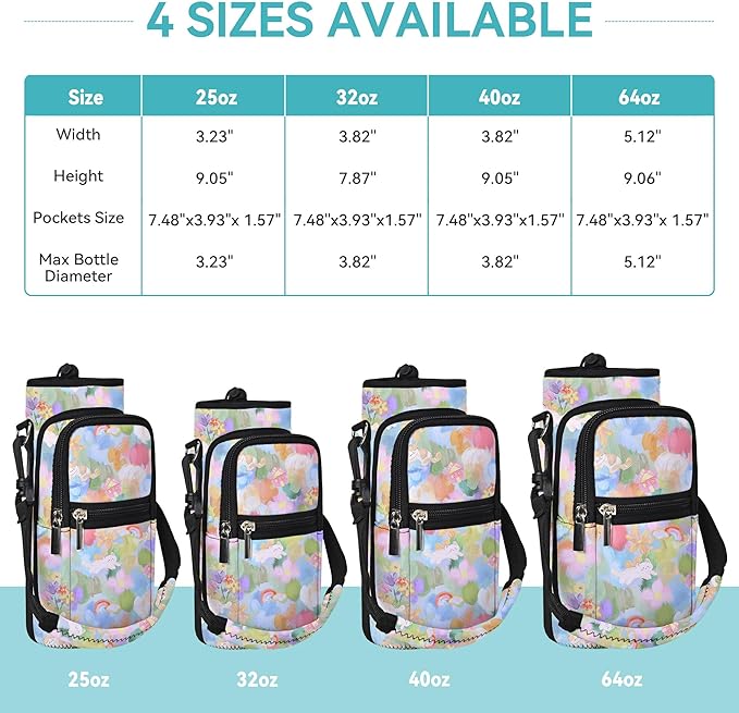 AUPET Water Bottle Sling Bag Sleeve Holder Carrier 25/32/40/64 oz,Insulated Crossbody Water Bottle Case Cover with Strap and Pockets for Men/Women Walking Hiking