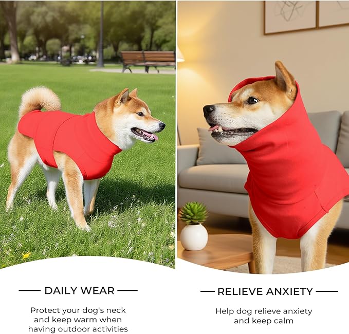 Dog Anxiety Calming Vest Adjustable Turtleneck Thunder Shirt Jacket for Fireworks, Separation, Vet Visits, Pet Hoodie for Large Medium Dogs