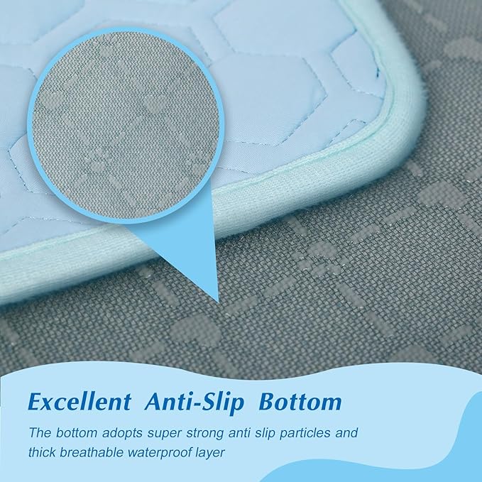 Mannice Upgraded Self-Cooling Mat for Dogs & Cats - Thicken, Washable, Non-Toxic, Foldable & Non-Slip Dog Cooling mat Pet Cooling Pad for Indoor, Outdoor, Car- Perfect for Summer (Blue, XS)
