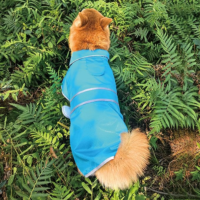 Dog Raincoat| Waterproof Adjustable & Lightweight Dog Jacket with Reflective Strips| Easy Step-in Closure for All-Weather| Fits Small Medium Large Dogs(Blue,Medium)