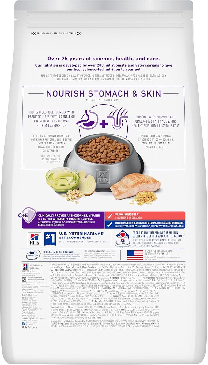 Hill's Science Diet Adult 1-6 Sensitive Stomach & Skin Dry Dog Food, Salmon Recipe, 24 lb. Bag