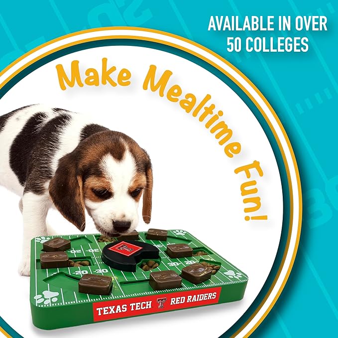 NCAA Puzzle Toy Slow Feeder, Puzzle Treat Dog Toy, Interactive Dog Treat Toy, Dog Puzzle Feeding Slow Toy (Texas Tech Raiders)