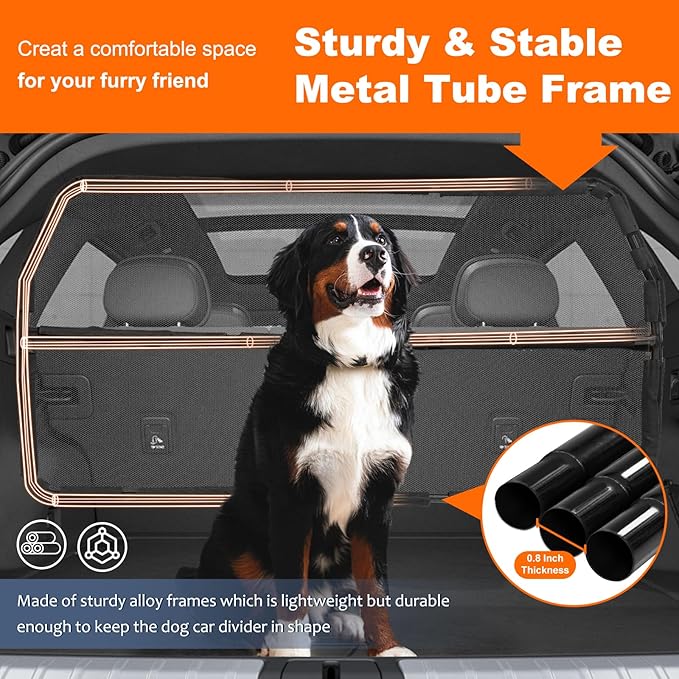 Dog Car Barrier, 50" Wide See Through Car Divider Back Seat for Cargo Area,Travel Trunk Backseat Car Net Mesh Separator for Dogs, Pet Restraint Car Net Barrier for Small SUVs or CUVs Cargo