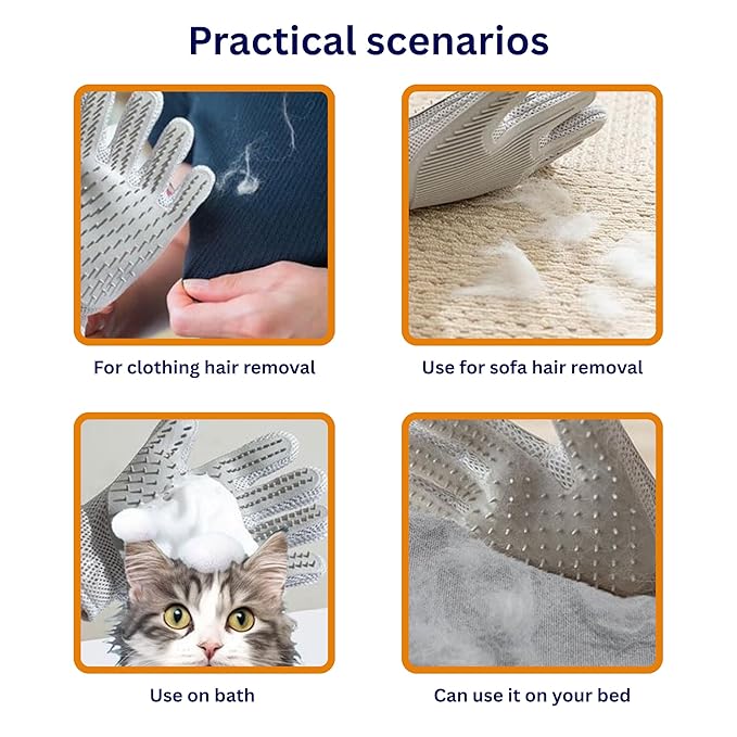 3-in-1 Pet Hair Remover Bundle – Electrostatic Grooming Glove, Multi-Surface Fur Scraper & Large Cleaning Pad for Dogs & Cats – Removes Hair from Carpet, Sofa, Furniture & Car Seats