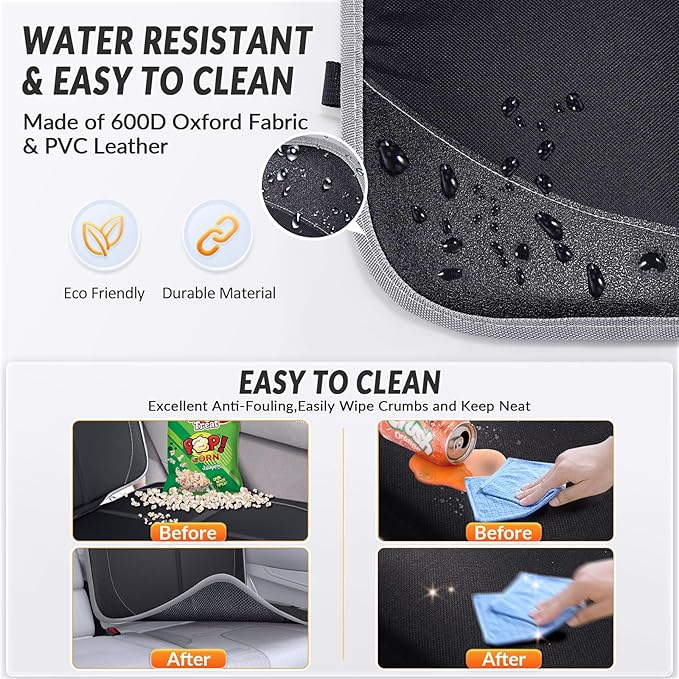 Gimars XL Thickest 5-Layer EPE Car Seat Protector for Child Car Seat and Pet, 2 Pack Large Waterproof 600D Fabric Carseat Protector Car Seat Cover with 2 Mesh Pockets for SUV Sedan Truck Leather Seat