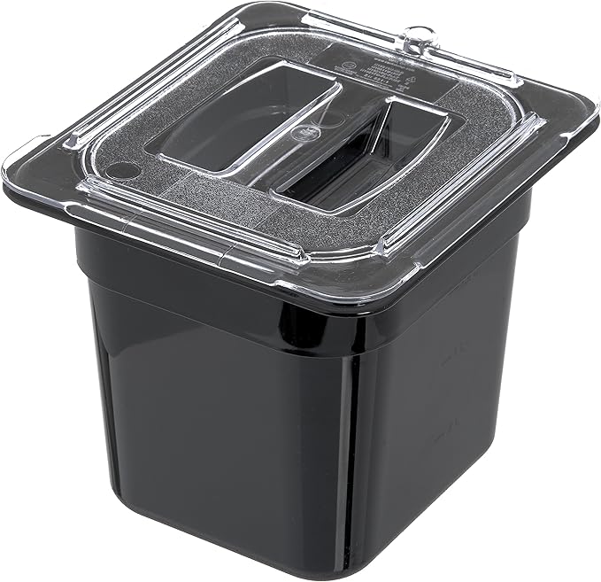 Carlisle FoodService Products Storplus 1/6-Size Plastic Food Pan, Food Storage Container, for Catering, Buffets, Restaurants, Polycarbonate, 1/6 Size, 6 Inches Deep, Black, (Pack of 6)