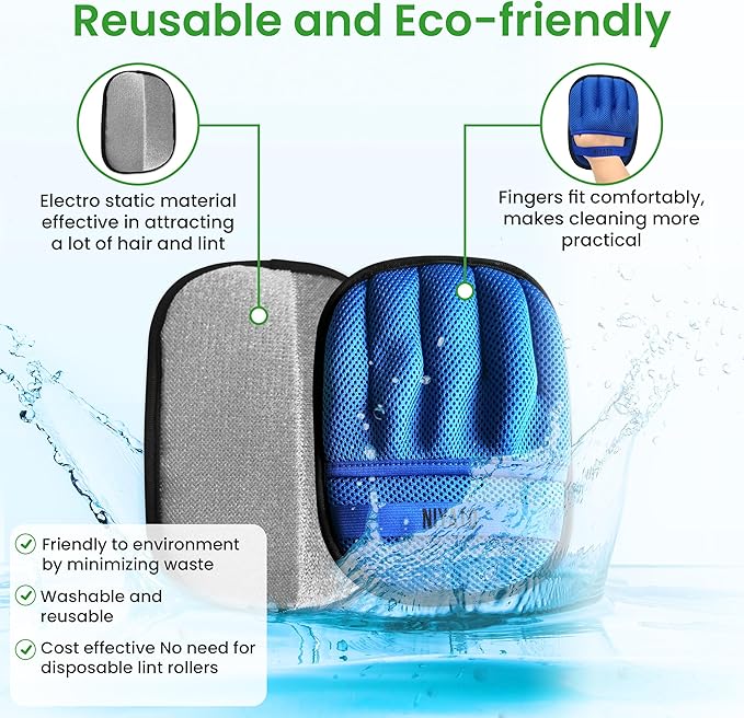 A De-Shedding Brush and a Magic Pet Hair Remover Glove Set. A Self Cleaning Brush for Short Haired and Long Haired Dogs and Indoor Cats. A Grooming Comb and a Mitt with Improved Design.