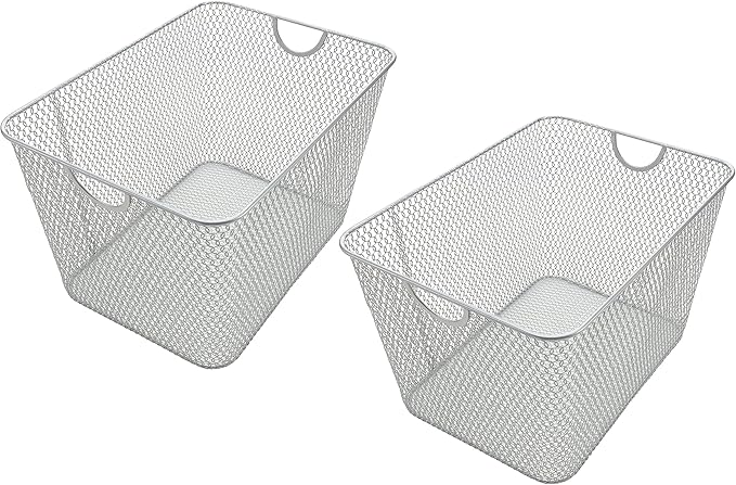 YBM HOME Kitchen Pantry Organizer Wire Basket for Shelves, Cabinets, Pantry, Countertop, Mesh Open Storage Bin Metal Basket for Organizing Food Supplies 14 x 10 x 9, Pack of 2