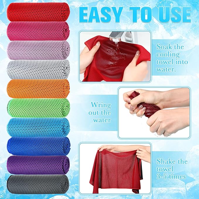 Maitys 300 Pcs Cooling Towel for Hot Weather, 32 x 12 Inch Microfiber Ice Sweat Towel for Neck and Face Breathable Sport Rags for Athletes Gym Yoga Workout