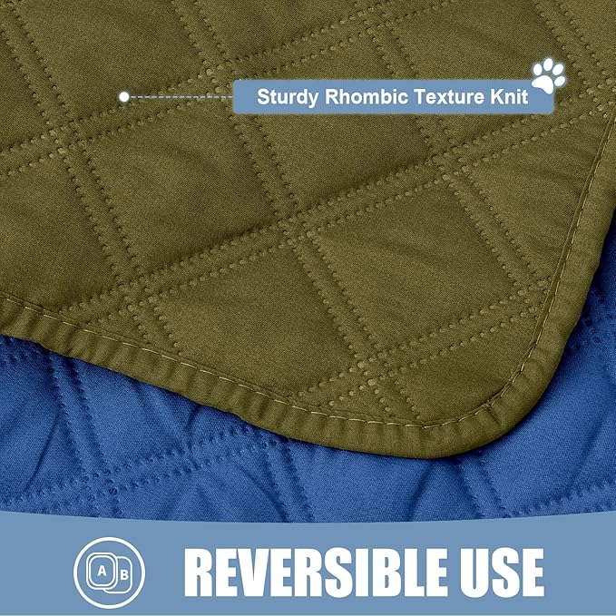 Smiry Waterproof Dog Bed Cover Pet Blanket, Soft Washable Dog Blanket for Furniture Bed Couch Sofa Reversible, Checkered (40"x50", Green/Navy)