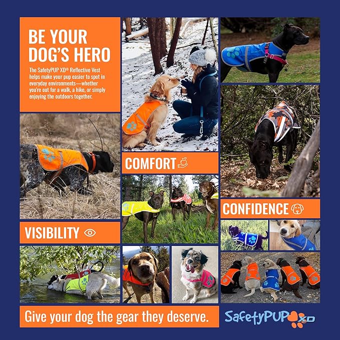 SafetyPUP XD Dog Reflective Vest – Hi-Vis Fluorescent Visibility That Helps to Safeguard Your Pet On/Off Leash in Urban & Rural Areas (Yellow, Small)