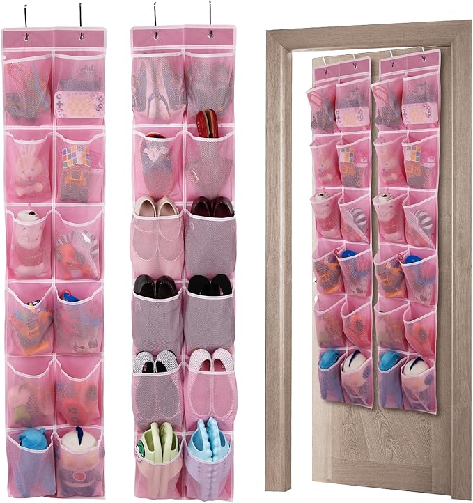 Over the Door Hanging Shoe Organizer, 12 Large Pockets, 2-Pack