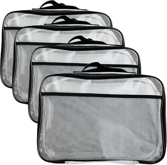 4PC Large Mesh Storage Bag for Board Games, Puzzles, Toys, Supplies, Zippered Bags for Organization Compatible with Legos and Doll Storage (4pc Mesh Bags)