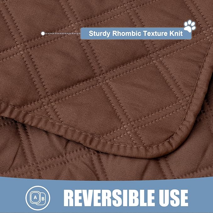 Smiry Waterproof Dog Bed Cover Pet Blanket, Soft Washable Dog Blanket for Furniture Bed Couch Sofa Reversible, Checkered (52"x82", Brown/Brown)