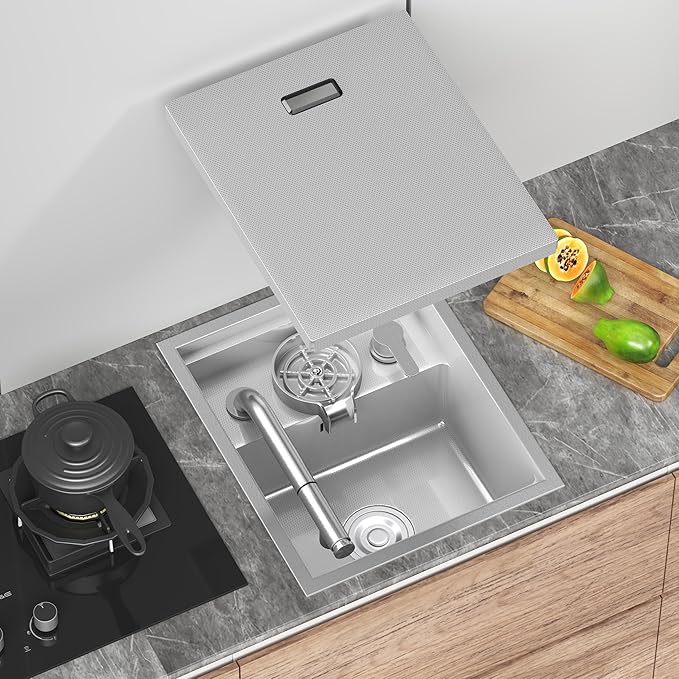 17.72 x 14.96 inch Bar Sink 11 Gauge Handmade Stainless Steel Wet Sink Topmount Small Kitchen sink Sinagle Bowl With Brushed Finish for Outdoor RV and Prep Use