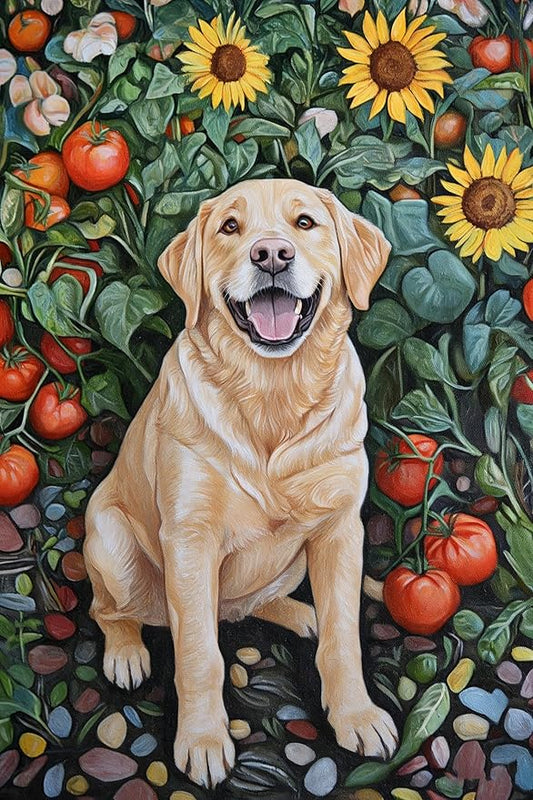 Labrador Retriever Next to The Sunflower Diamond Painting Kits for Beginner, 5d DIY Diamond Painting Kits for Adult Animal, Paint by Number Without Frame Home Wall Decor 20 * 24Inch