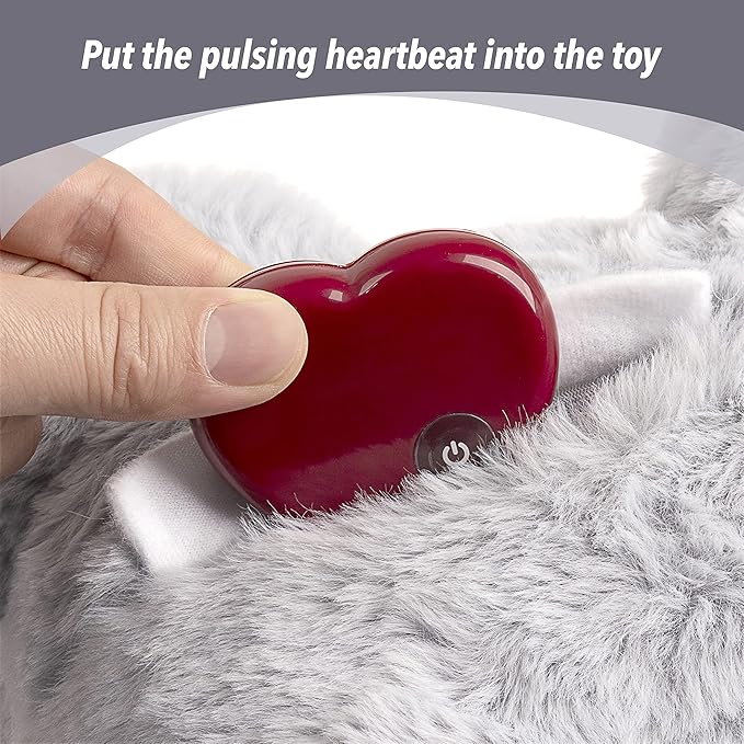 PetPrime Dog Heart Beat Puppy Plush Rabbit Toy - with Warmer Bag Pet Soft Anxiety Puppy Relief Toy Heartbeat Stuffed Animal Sleeping Buddy Anxiety Dog Toy (Grey Rabbit)