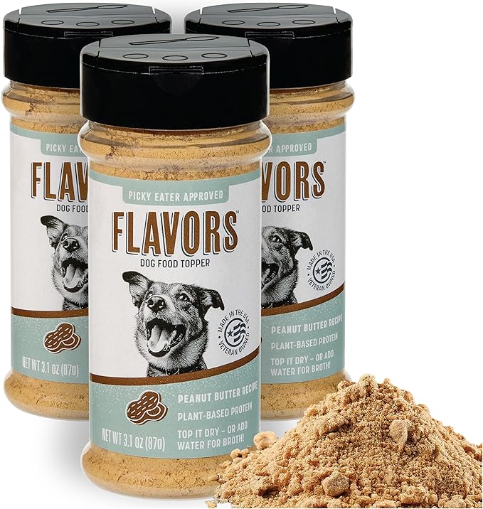 Flavors Dog Food Topper, Freeze-Dried, Grain-Free, (3 Pack), 3.1 oz - Peanut Butter Recipe