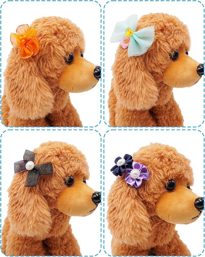 PET SHOW 100 Pack Dog Hair Bows with Rubber Bands for Small Medium Dogs Girls Boys Female Male Puppies Yorkies Topknot Cats with Long Hair Assorted Random Pet Grooming Accessories
