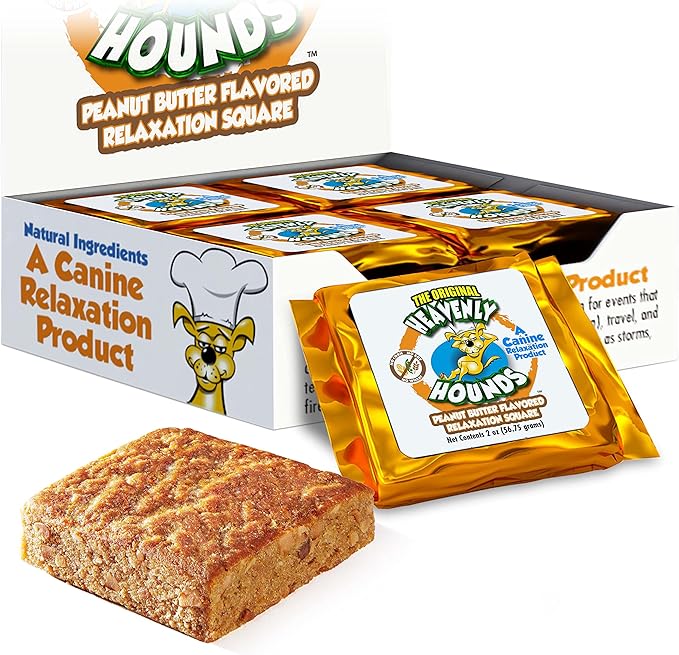 Heavenly Hounds Peanut Butter Chews - Anxiety Relief for Dogs - Natural Ingredients - No Hemp Calming Treats, 2 Oz - Pack of 12
