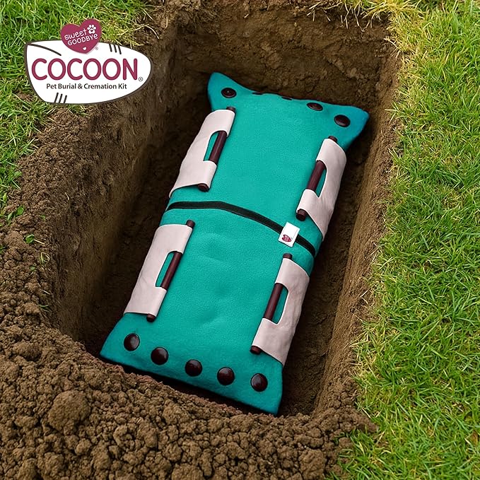 Cocoon® - Eco-Friendly Pet Burial & Cremation Ceremony Kit (Premium Wool) - Casket for Dogs and Cats (Choose Size & Color) (Large, Aqua)