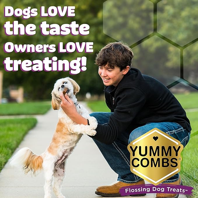 Yummy Combs Dog Dental Treats – Vet VOHC Approved – Delicious Chicken Protein – Removes Tartar with Cleaning Comb Shape – Dental Dog Treats for Large Dogs (12oz, 9 Count)