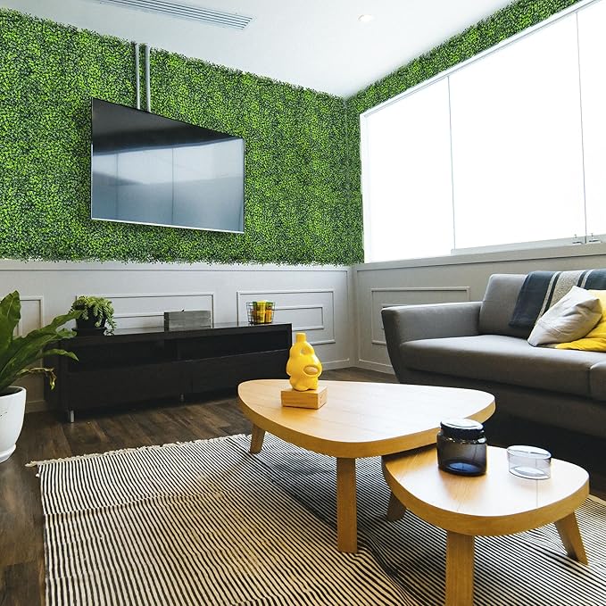 Artificial Boxwood Roll Panels,140"x 40"(39.2 SQFT) UV-Anti Faux Ivy Leaves Grass Wall for Patio Balcony Privacy, Garden, Backyard Greenery Wall Backdrop and Fence Decor