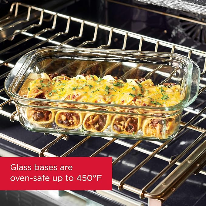 Rubbermaid 2118315 Brilliance Glass Storage 8-Cup Food Containers with Lids, 2-Pack (4 Pieces Total), Large, Clear & Brilliance Food Storage Container, Large, 9.6 Cup, Clear 1991158