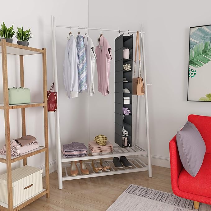 MAX Houser Hanging Closet Organizer, Hanging Sweater Organizer,Foldable Hanging Shelves for Closet