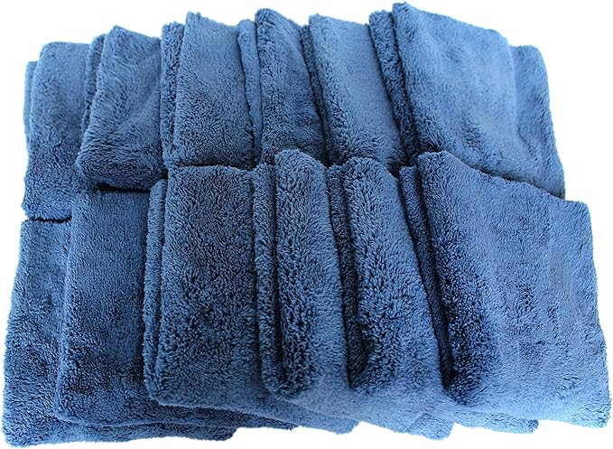 Maxshine 12 Pack Microfiber Towel - 500GSM Ultimate Zero Crazy Edgeless, Dark Blue, 16”x24” (40x60cm) - Rinse-Free, Scratch-Free Professional Drying Towels for Cars - Perfect for Car Detailing