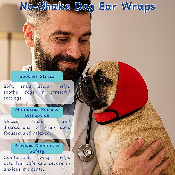 Dog Ear Covers for Swimming Head Cap, 16.54 in Waterproof Ear Protector for Bathing Drying Noise Anxiety Relief, Adjustable Ears Shower Cap, Wrap for Dogs, Puppy Swim Caps Dog Bath Supplies (Pink, M)