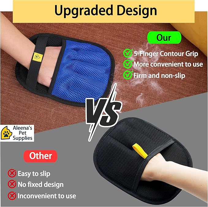 Pet Hair Removal Glove (Blue,1 Pc) – Reusable 5-Finger Electrostatic Fur Remover for Cats & Dogs – Washable Sticky Fur Gloves for Furniture, Carpets & Clothes – Pet Hair Remover