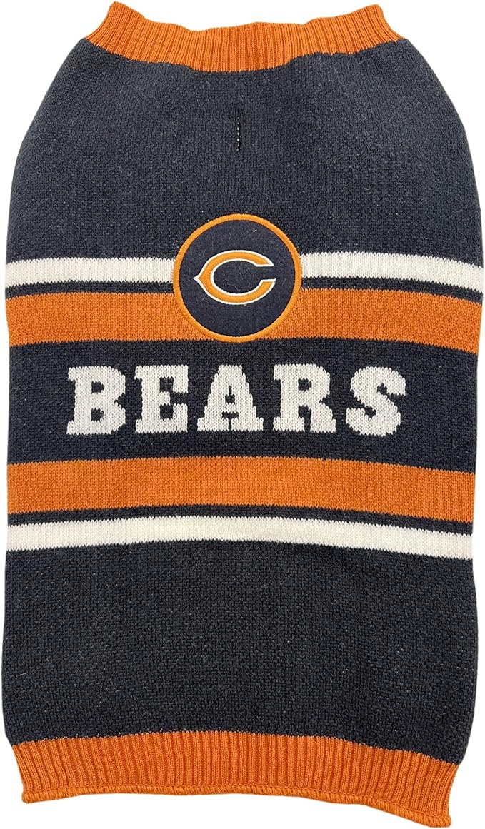 NFL Chicago Bears Dog Sweater, Size Extra Small. Warm and Cozy Knit Pet Sweater with NFL Team Logo, Best Puppy Sweater for Large and Small Dogs