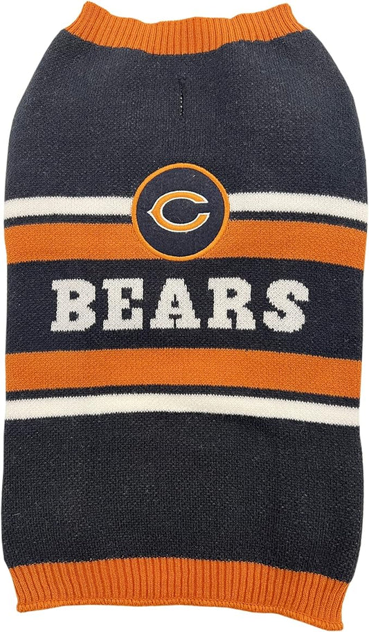 NFL Chicago Bears Dog Sweater, Size Extra Small. Warm and Cozy Knit Pet Sweater with NFL Team Logo, Best Puppy Sweater for Large and Small Dogs