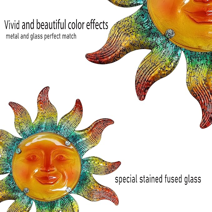JOYBee Metal Sun Face Wall Art Decor-Sunface all Decor-Home Decor Artistic Sun Face Metal Wall Sculpture for Indoors or Outdoors Kitchen Farmhouse patio porch (13.25 * 12.5inch)
