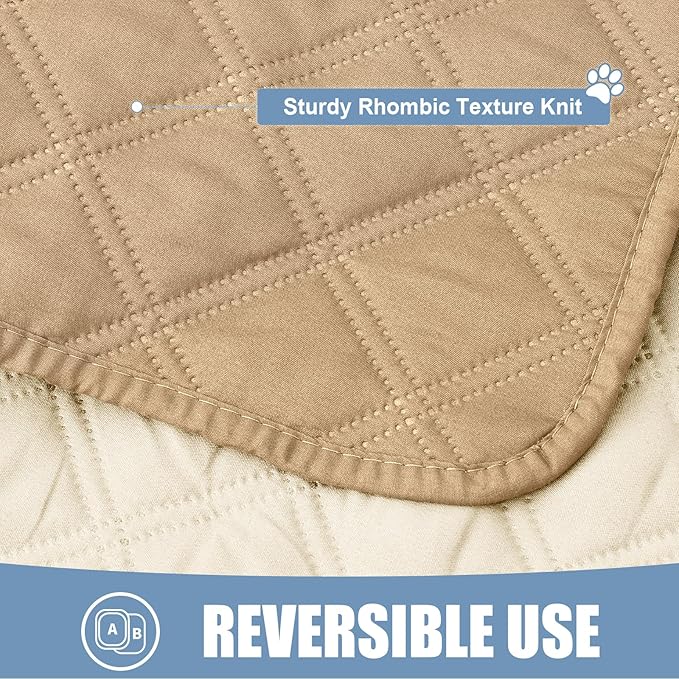 Smiry Waterproof Dog Bed Cover Pet Blanket, Soft Washable Dog Blanket for Furniture Bed Couch Sofa Reversible, Checkered (30"x90", Camel/Beige)