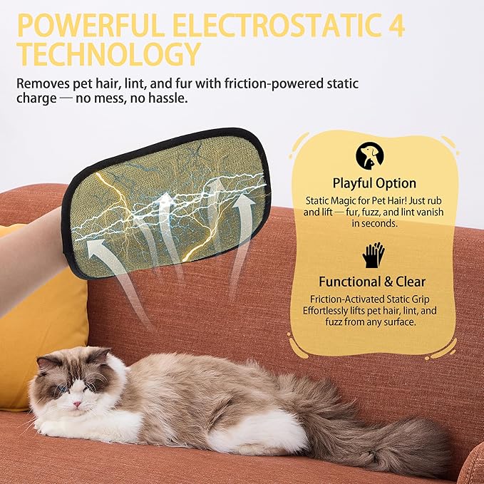 Pet Hair Removal Glove (Blue,1 Pc) – Reusable 5-Finger Electrostatic Fur Remover for Cats & Dogs – Washable Sticky Fur Gloves for Furniture, Carpets & Clothes – Pet Hair Remover