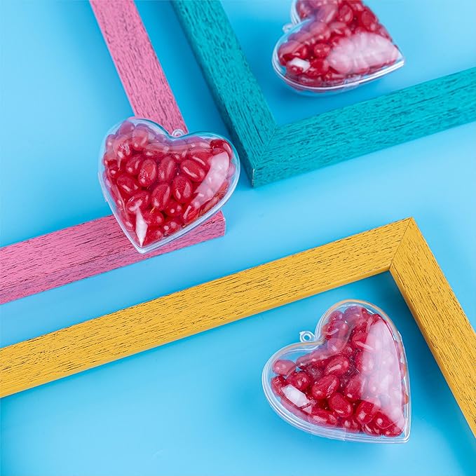Hammont Heart Shaped Acrylic Candy Boxes - 12 Pack - 2.51"x2.08"x1.18"- Perfect for Weddings, Birthdays, Party Favors and Gifts | Designer Cute Clear Lucite Plastic Treat Containers